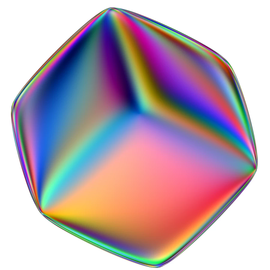 潮流酸性全息金属镭射机能彩虹3D立体几何图形png免抠图片素材【065】